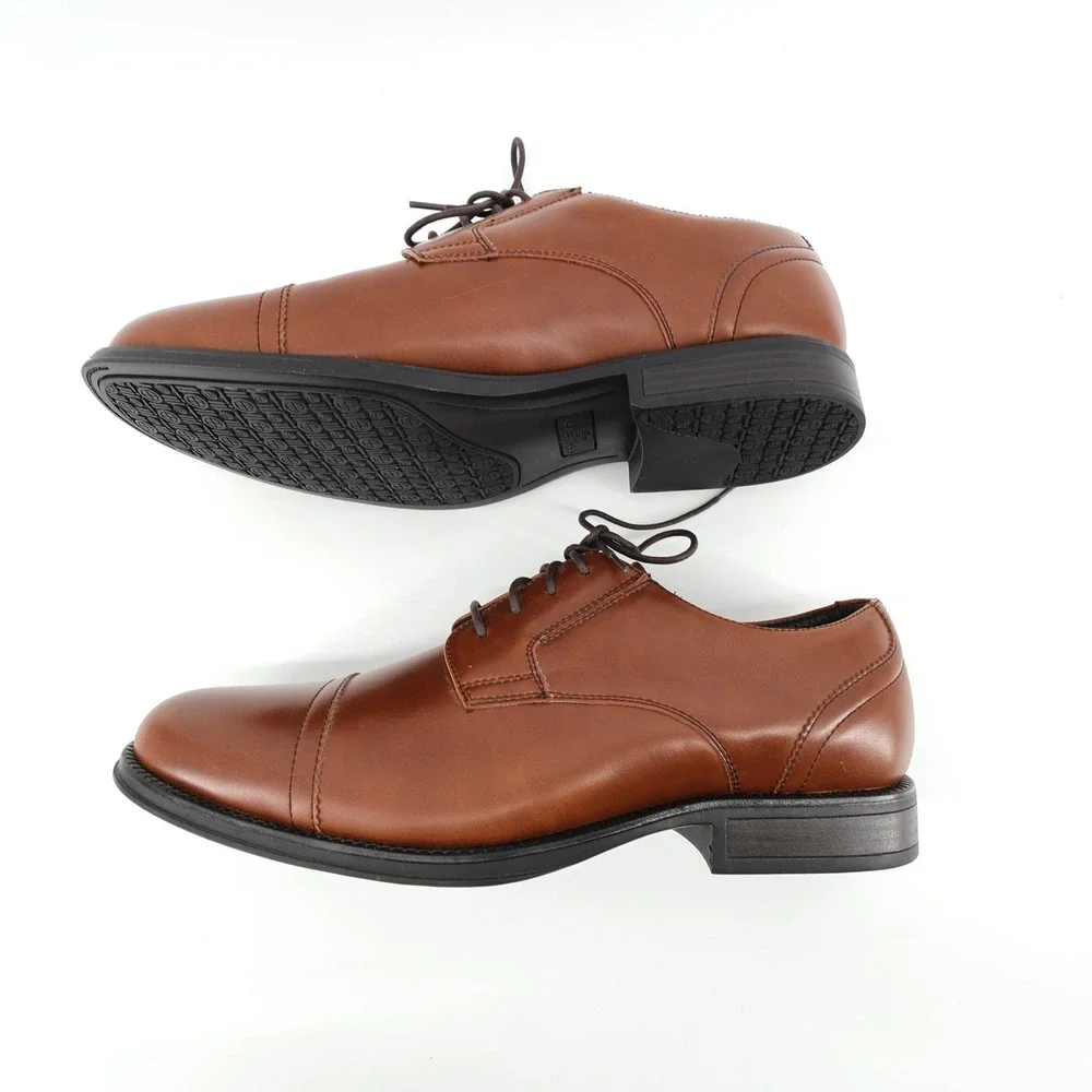 NEW Dockers Gordon Cap Toe Oxford‎ Cognac Brown Dress Shoes Mens 11W 90-36452